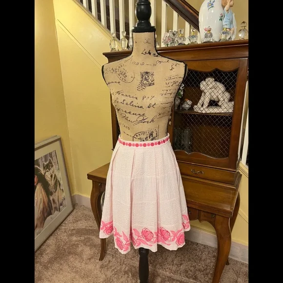 Vineyard Vines NWT Pink Seersucker Kentucky Derby Pleated Skirt. - Picture 2 of 13